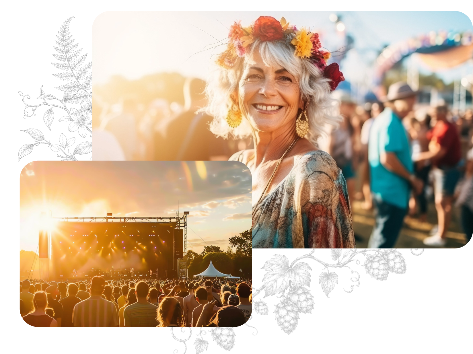 Festival performers at sunset