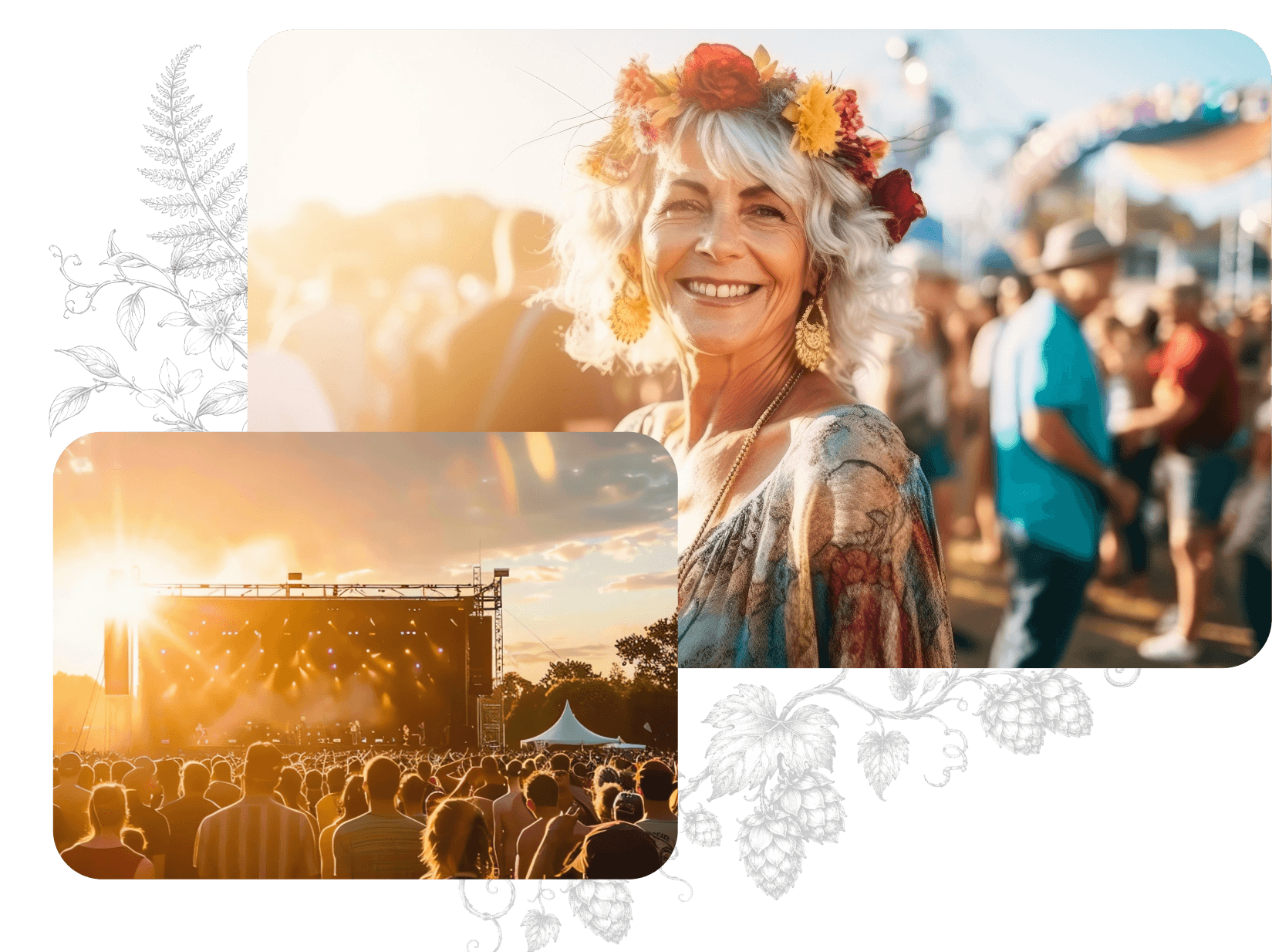 Festival performers at sunset