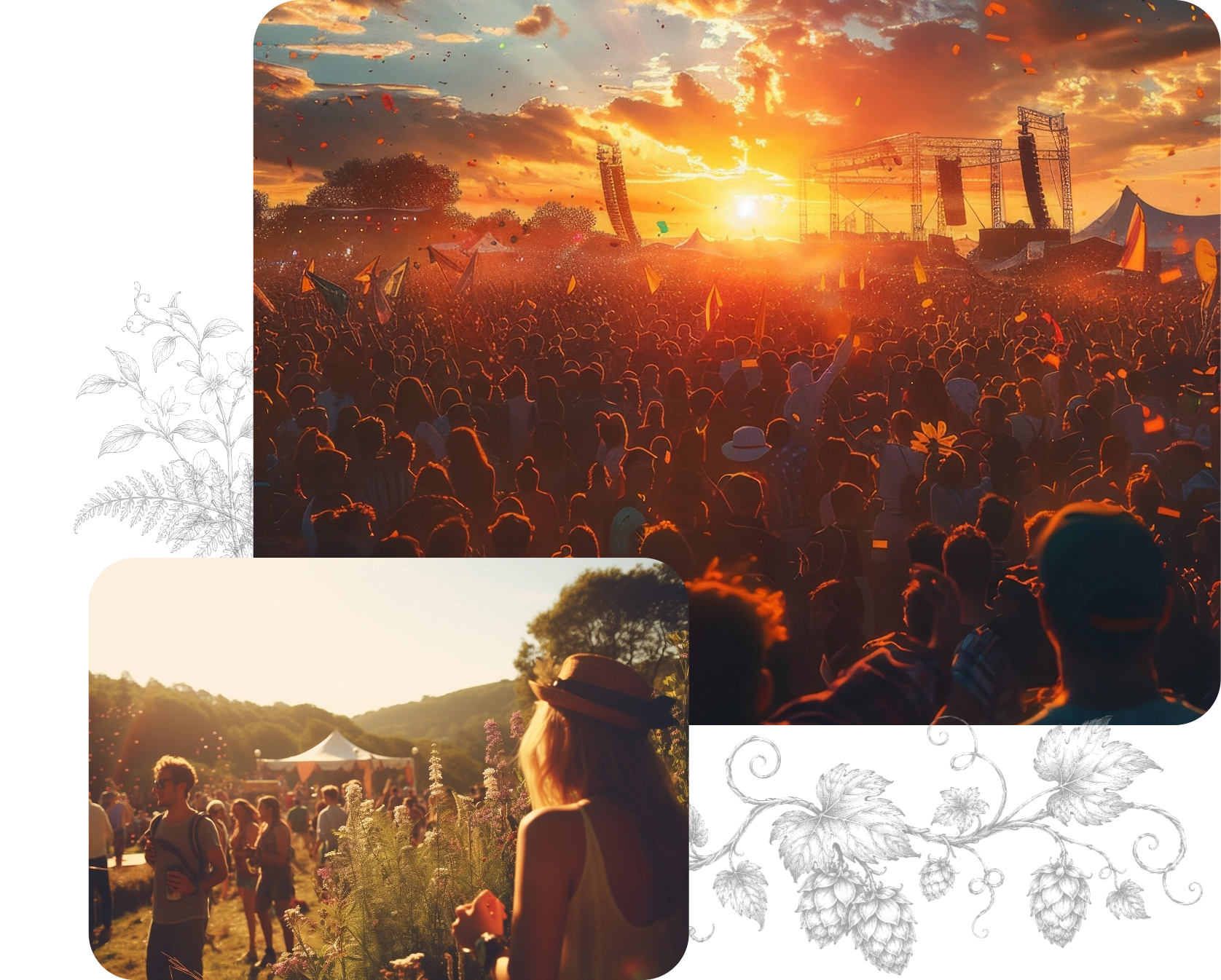Festival performers at sunset